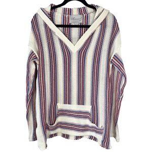 Ethereal Women's Baja Hoodie Sweater‎ M Lightweight Knit Boho Beach Spring Break